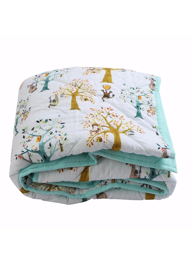 Jamio Firati Tree Monkey Desgin Babies Kids Super Soft Printed Quilt Comforter Blanket Soft Bed 200 GSM08 YearsSize L48Inchs B44Inchs