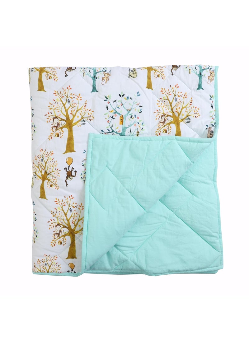 Jamio Firati Tree Monkey Desgin Babies Kids Super Soft Printed Quilt Comforter Blanket Soft Bed 200 GSM08 YearsSize L48Inchs B44Inchs