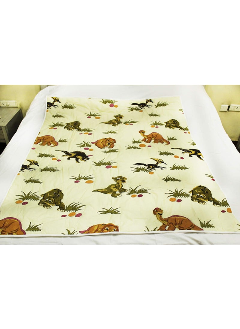 COT PRINTS Cotton Soft and Light Weight Ecofriendly Handprint Dinosaur Design ComforterQuilt for Kids Bed 50 x 60 Inches Large Multicolour