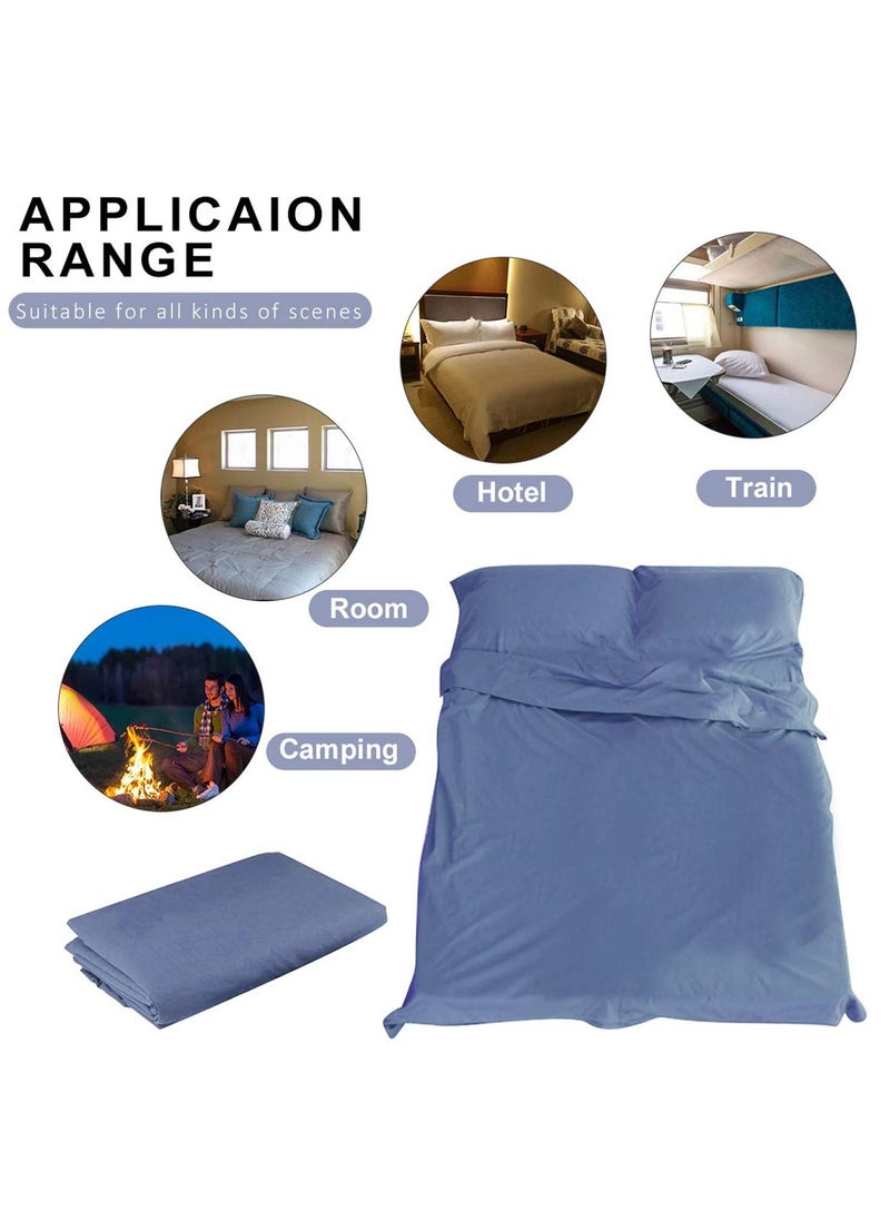 Sleeping Bag Liner Envelope Design Travel Sheet for Camping Backpacking Hiking Hotel Portable with Compression Sack Comfortable Breathable Easy to Clean 180 x 210cm Blue