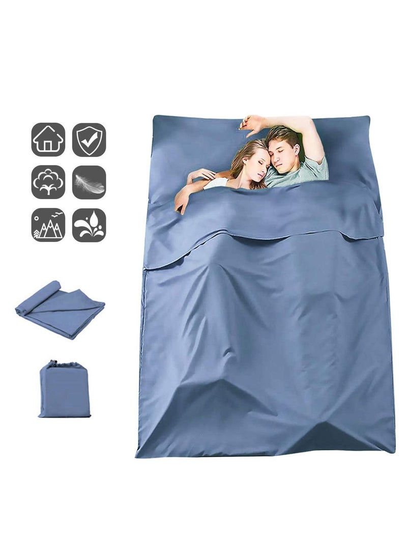 Sleeping Bag Liner Envelope Design Travel Sheet for Camping Backpacking Hiking Hotel Portable with Compression Sack Comfortable Breathable Easy to Clean 180 x 210cm Blue