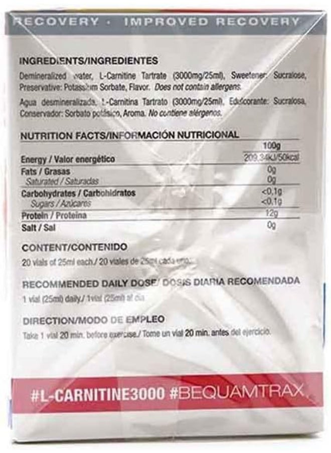 L-Carnitine 3000 Shot Mega doses - 25ml Pack of 20 Wild Fruits