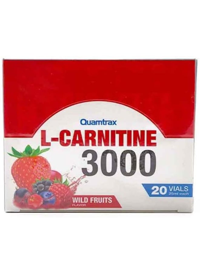 L-Carnitine 3000 Shot Mega doses - 25ml Pack of 20 Wild Fruits