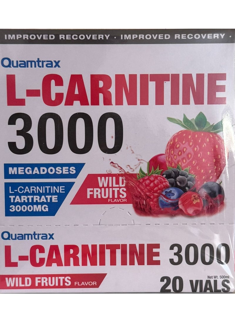 L-Carnitine 3000 Shot Mega doses - 25ml Pack of 20 Wild Fruits