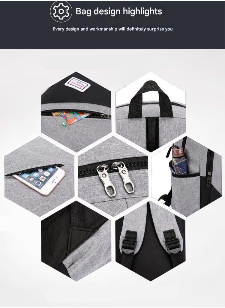 Ramadan Gift Computer Backpack Trendy College Student Backpack Men's Casual Business Large Capacity Travel Bag 3 Piece Set Backpack