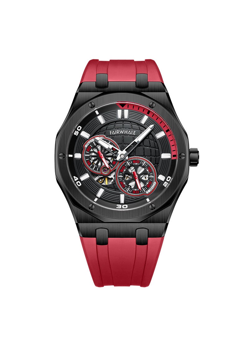 Mark Fairwhale Mens Planet Mechanical Watch FW-6460-R2 black shell red face red tape