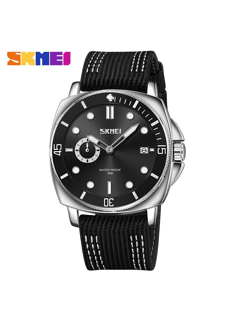 Mens Fashion Casual Watch, Simple Waterproof Quartz, Luminous Hands Nylon Strap Black