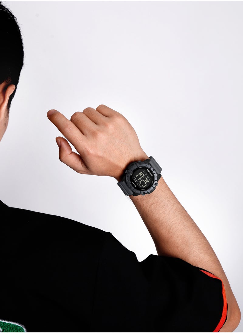 Fumed Silica Strap Multifunctional Digital LCD Wrist Watch For Men NF7110 B/GY/GY