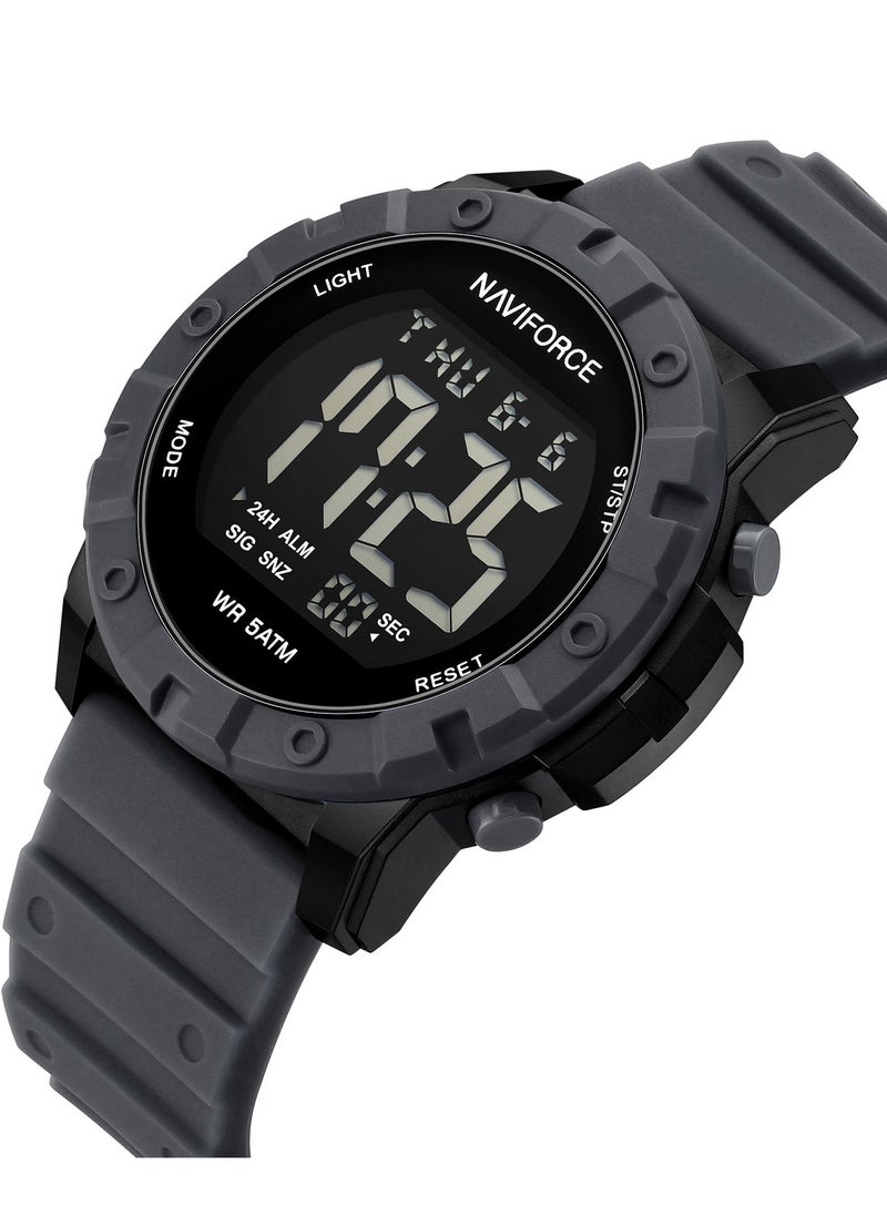 Fumed Silica Strap Multifunctional Digital LCD Wrist Watch For Men NF7110 B/GY/GY
