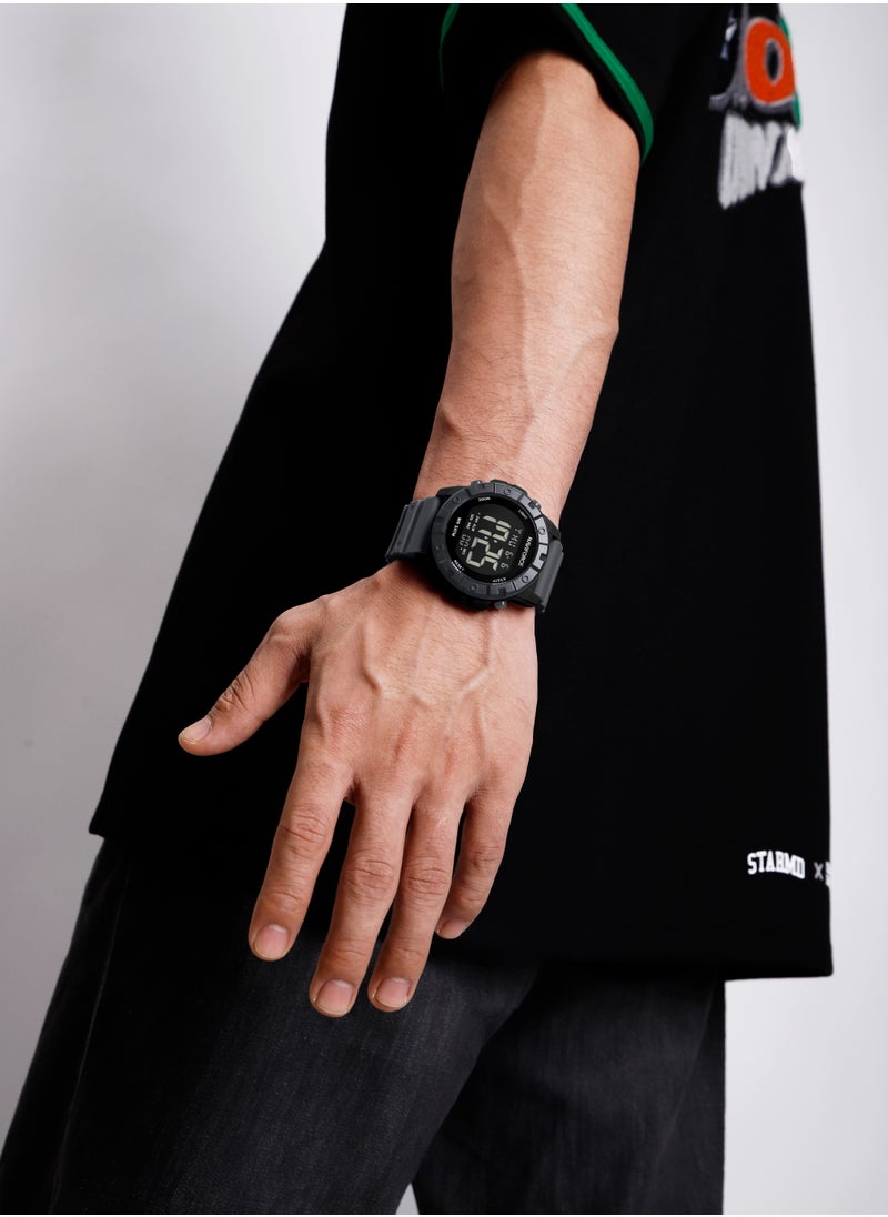 Fumed Silica Strap Multifunctional Digital LCD Wrist Watch For Men NF7110 B/GY/GY