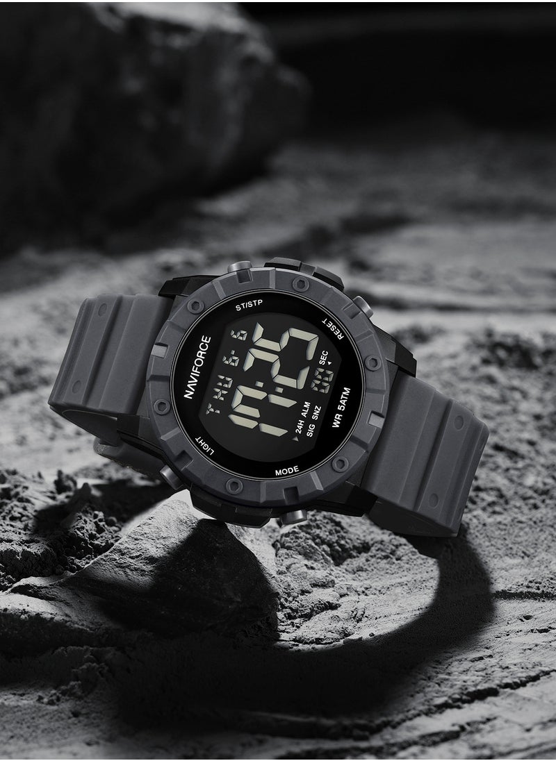 Fumed Silica Strap Multifunctional Digital LCD Wrist Watch For Men NF7110 B/GY/GY