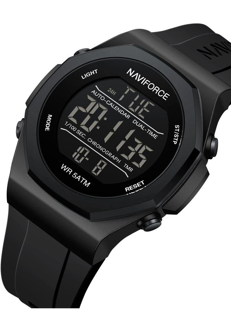 Fumed Silica Strap Multifunctional Digital LCD Wrist Watch For Men NF7117 B/B