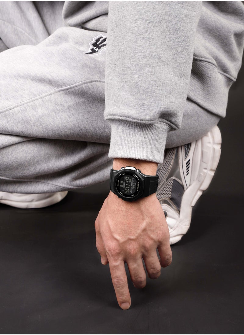 Fumed Silica Strap Multifunctional Digital LCD Wrist Watch For Men NF7117 B/B