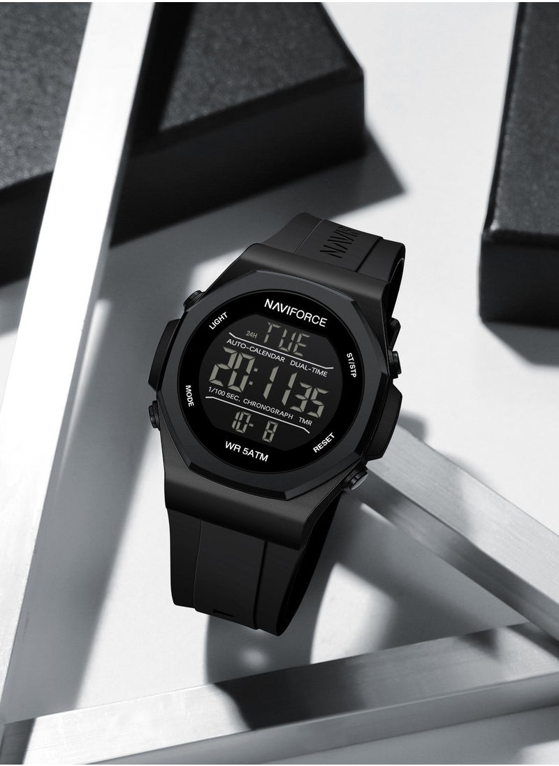 Fumed Silica Strap Multifunctional Digital LCD Wrist Watch For Men NF7117 B/B