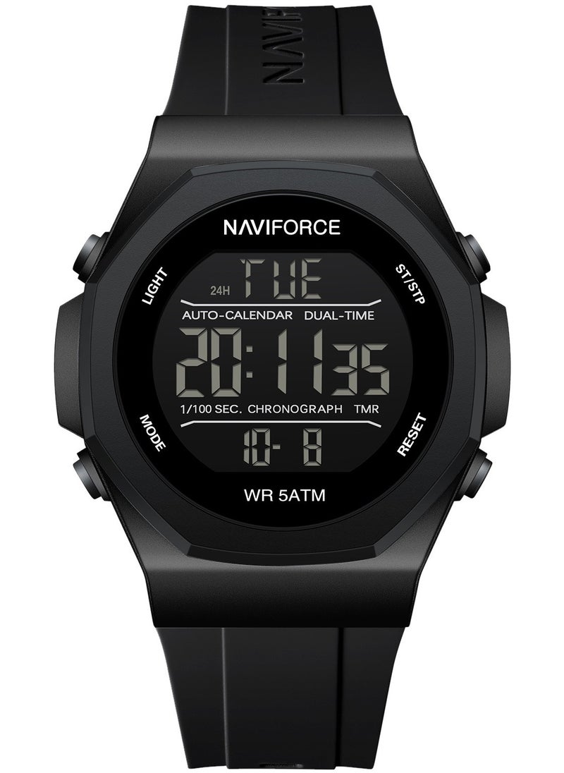Fumed Silica Strap Multifunctional Digital LCD Wrist Watch For Men NF7117 B/B