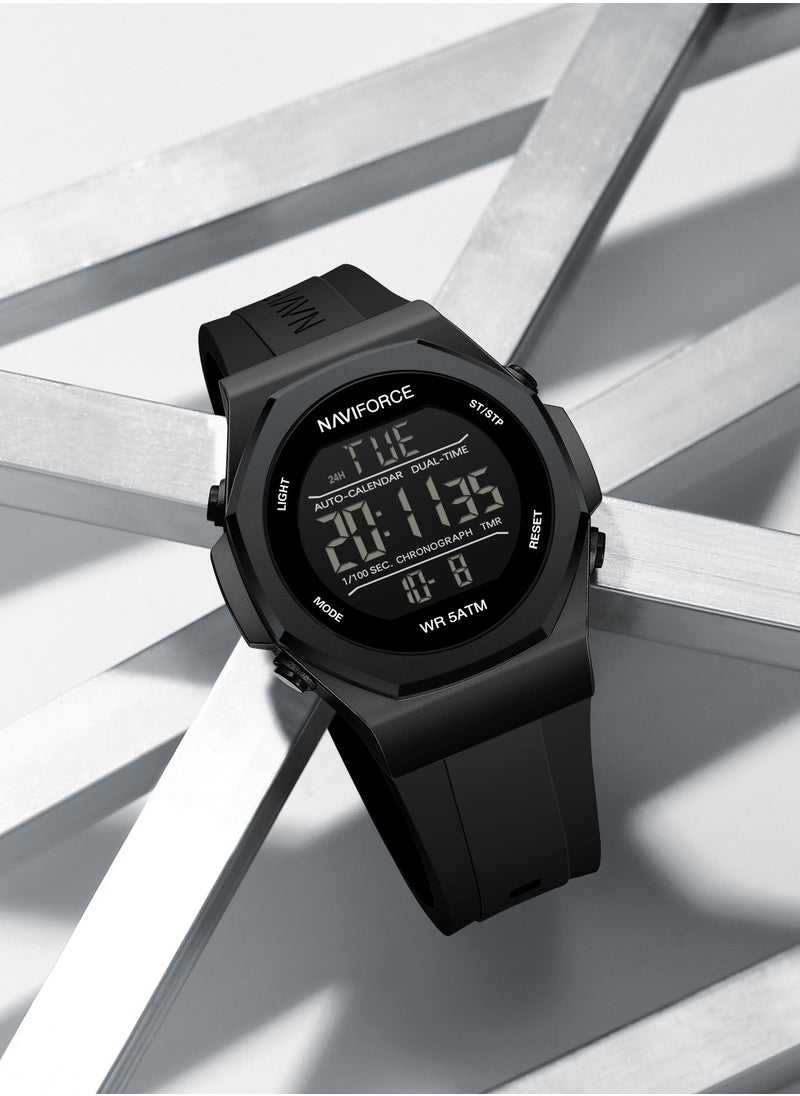 Fumed Silica Strap Multifunctional Digital LCD Wrist Watch For Men NF7117 B/B