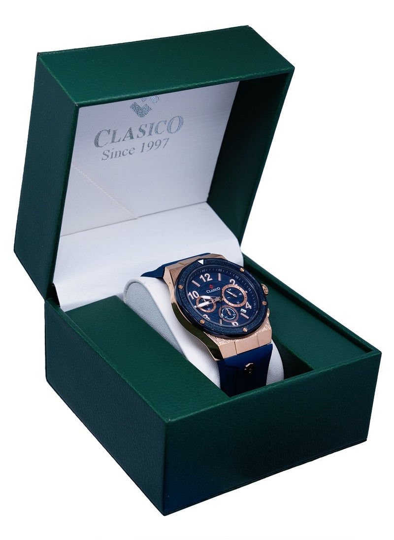 Fluxar 6-Hands Chronograph Watch – Cobalt Blue Chronograph Edition with Premium Silicon Strap – Elite Y121 Calibre Movement – Waterproof Design