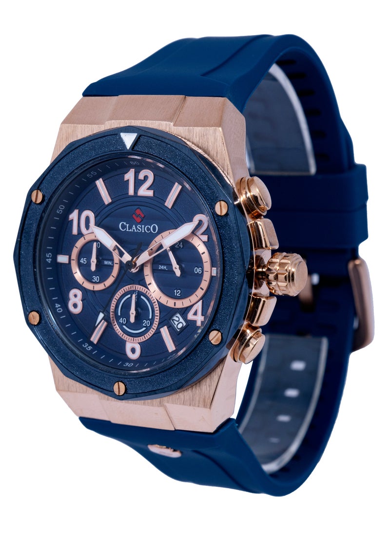 Fluxar 6-Hands Chronograph Watch – Cobalt Blue Chronograph Edition with Premium Silicon Strap – Elite Y121 Calibre Movement – Waterproof Design