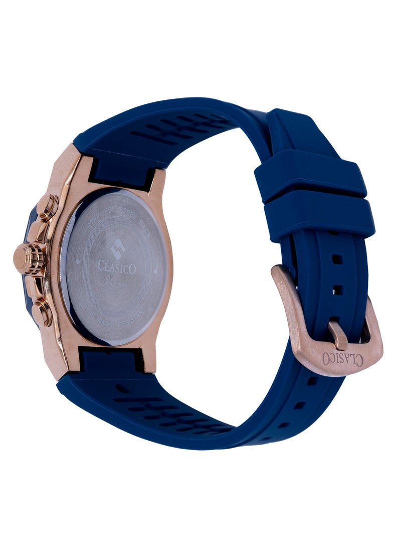 Fluxar 6-Hands Chronograph Watch – Cobalt Blue Chronograph Edition with Premium Silicon Strap – Elite Y121 Calibre Movement – Waterproof Design