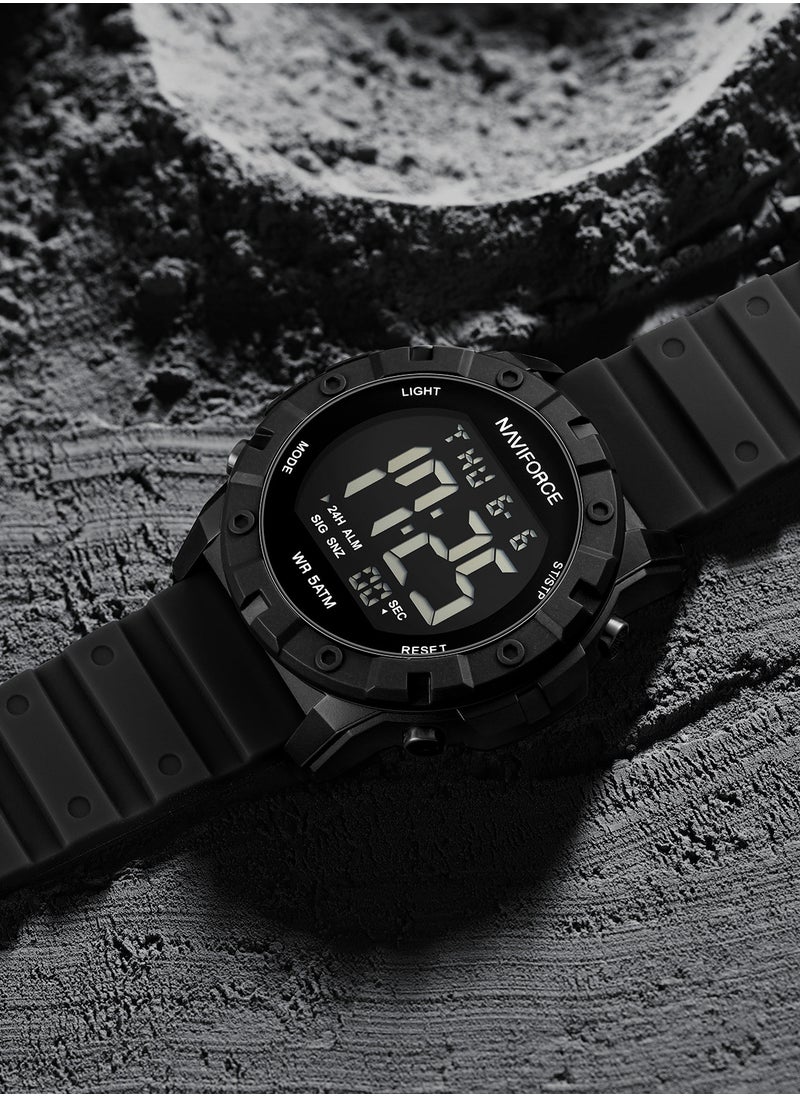 Fumed Silica Strap Multifunctional Digital LCD Wrist Watch For Men NF7110 B/B/B