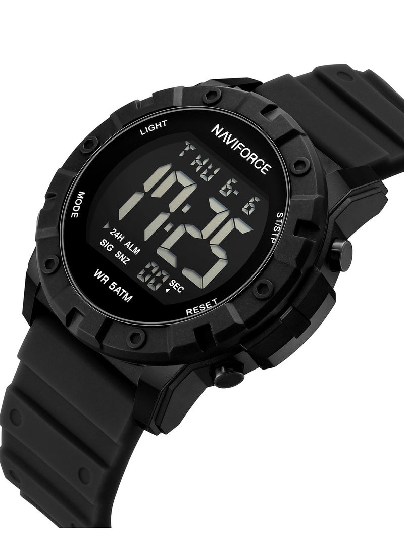 Fumed Silica Strap Multifunctional Digital LCD Wrist Watch For Men NF7110 B/B/B
