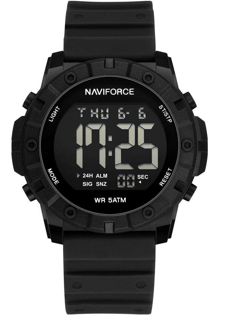 Fumed Silica Strap Multifunctional Digital LCD Wrist Watch For Men NF7110 B/B/B