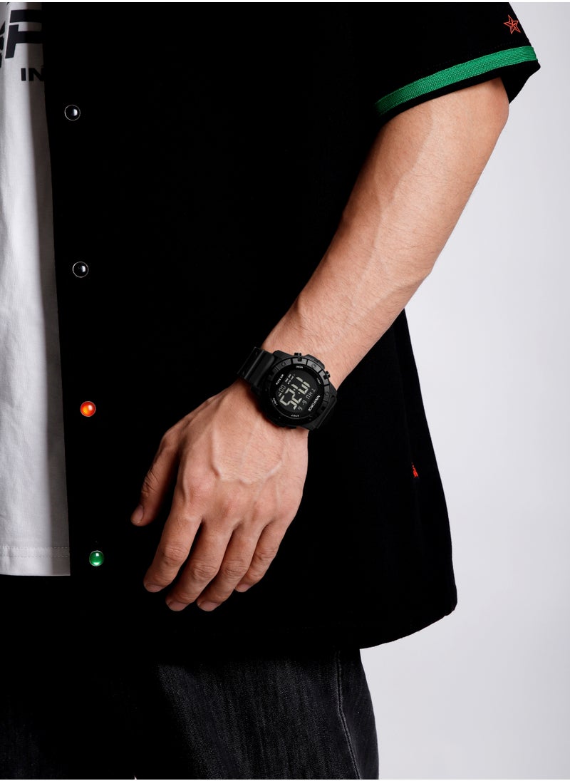 Fumed Silica Strap Multifunctional Digital LCD Wrist Watch For Men NF7110 B/B/B