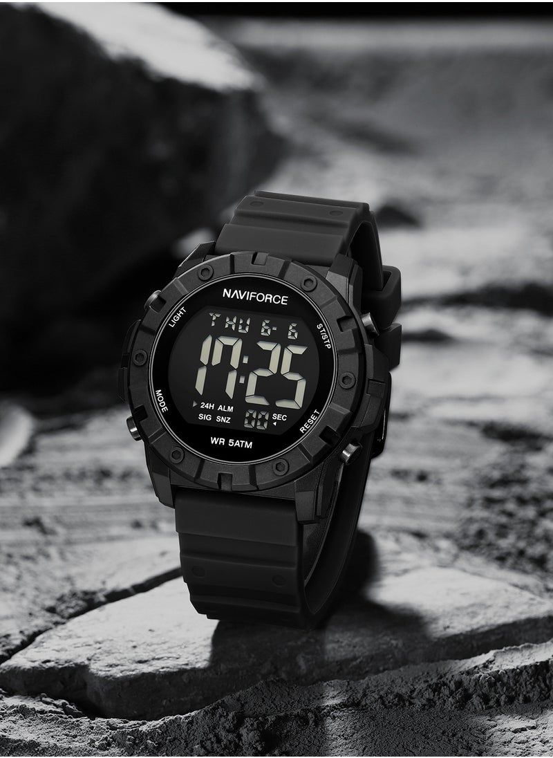 Fumed Silica Strap Multifunctional Digital LCD Wrist Watch For Men NF7110 B/B/B