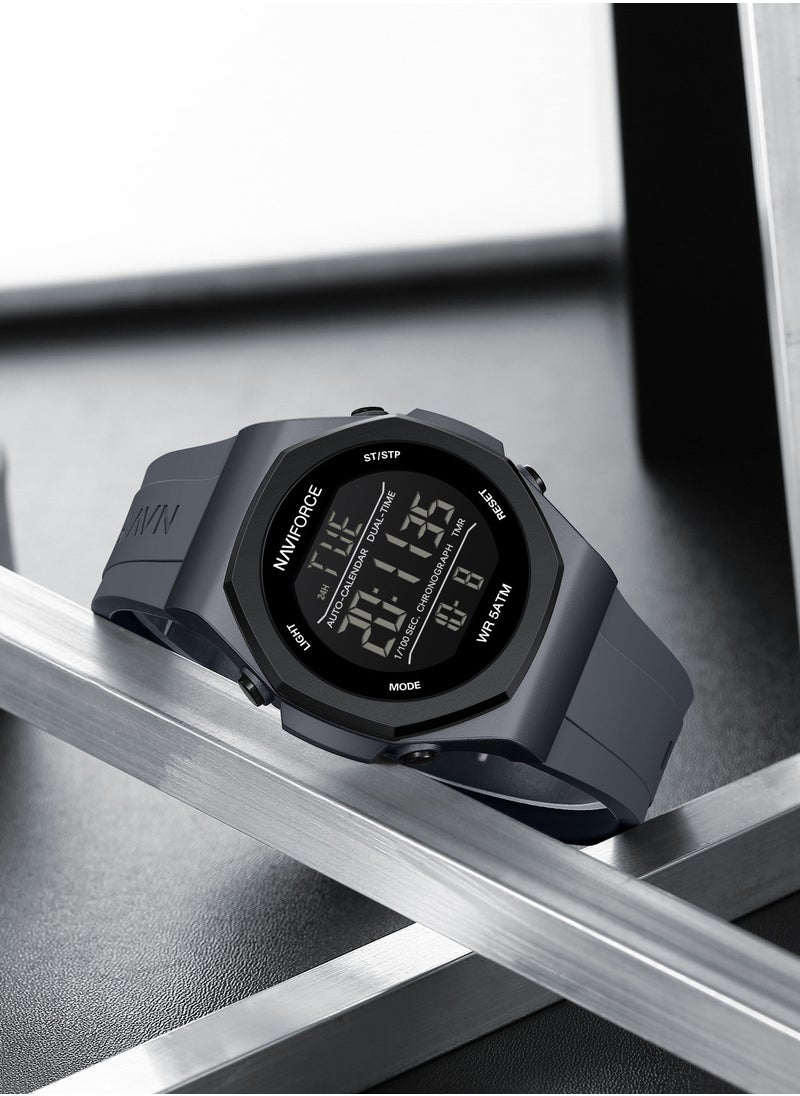 Fumed Silica Strap Multifunctional Digital LCD Wrist Watch For Men NF7117 T.GYT.GY