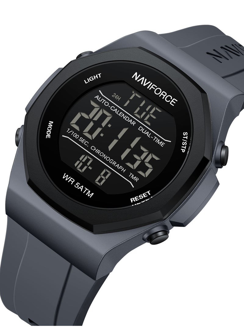 Fumed Silica Strap Multifunctional Digital LCD Wrist Watch For Men NF7117 T.GYT.GY