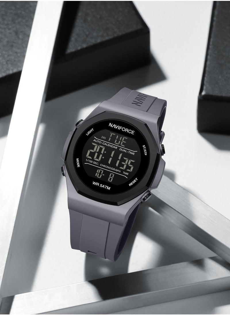 Fumed Silica Strap Multifunctional Digital LCD Wrist Watch For Men NF7117 T.GYT.GY