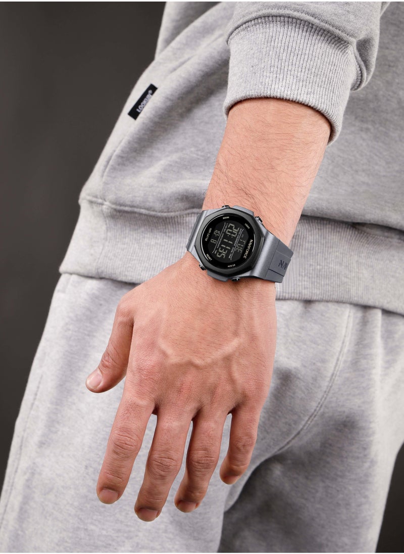 Fumed Silica Strap Multifunctional Digital LCD Wrist Watch For Men NF7117 T.GYT.GY