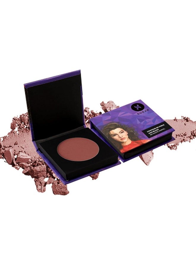 Contour De Force Mini Blush For Face | Face Blusher For Face Makeup | Smooth Texture | Matte & Blendable | Paraben & Cruelty Free | 4Gm | Mauve Marvel (Plum Blush)