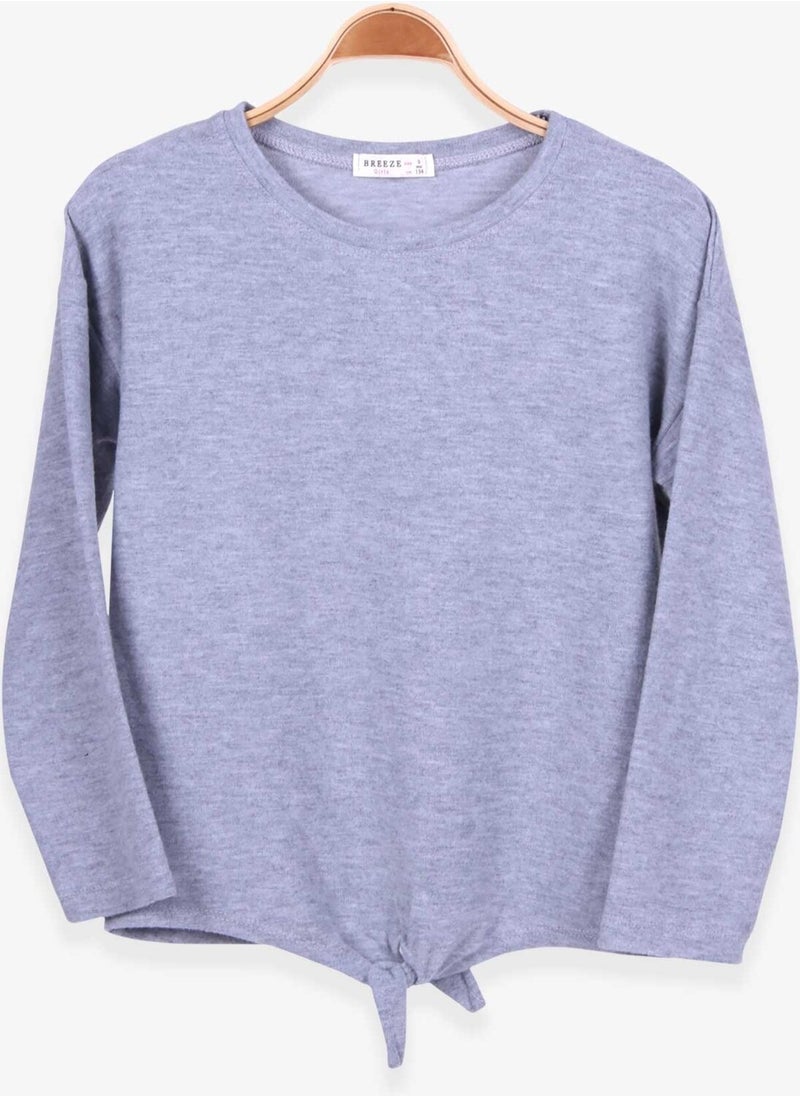 Girls' Knitwear with Lace-Up Front Gray (9-14 Years)