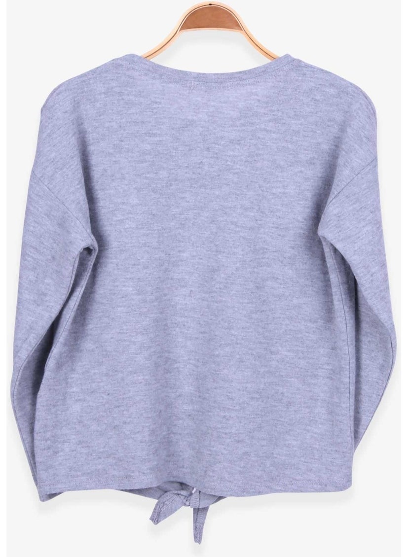 Girls' Knitwear with Lace-Up Front Gray (9-14 Years)