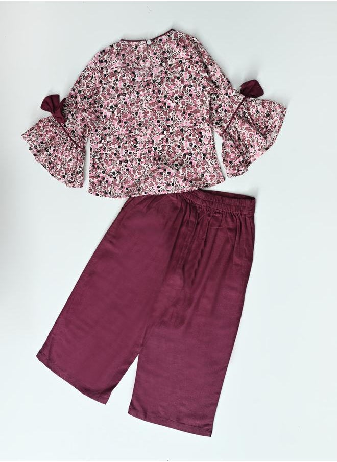 All-Over Floral Print Round Neck Top & Trousers Co-Ord Sets by Styli