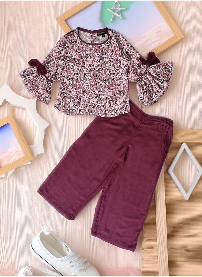 All-Over Floral Print Round Neck Top & Trousers Co-Ord Sets by Styli