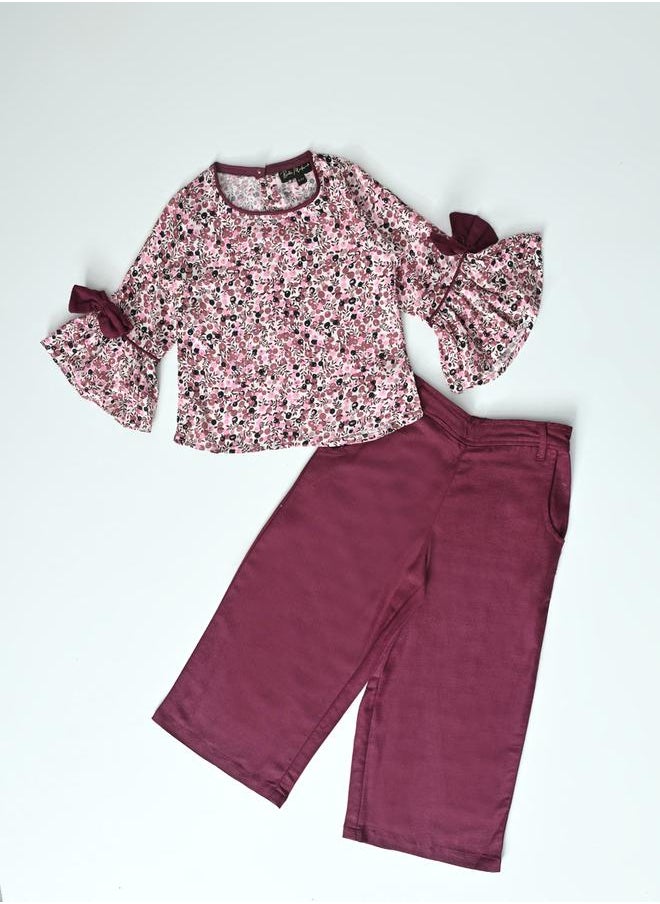 All-Over Floral Print Round Neck Top & Trousers Co-Ord Sets by Styli