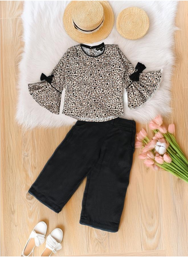 All-Over Heart Print Round Neck Top &  Trousers Co-Ord Sets by Styli
