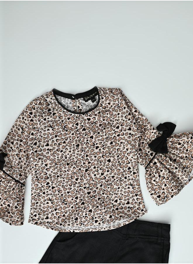 All-Over Heart Print Round Neck Top &  Trousers Co-Ord Sets by Styli