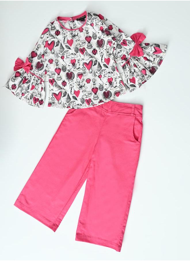 All-Over Print Round Neck Top & Trousers Co-Ord Sets by Styli