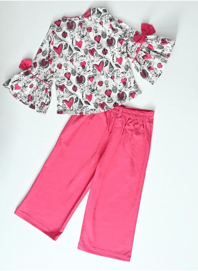All-Over Print Round Neck Top & Trousers Co-Ord Sets by Styli
