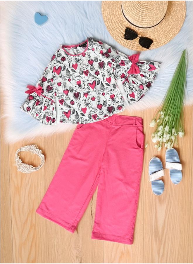 All-Over Print Round Neck Top & Trousers Co-Ord Sets by Styli