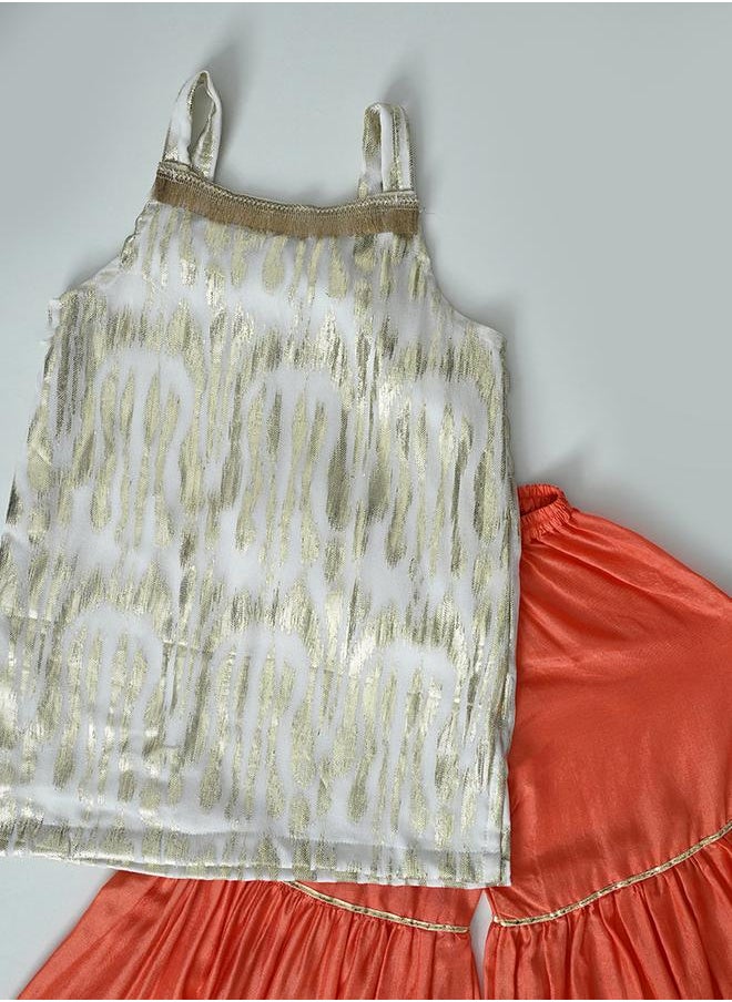 Strappy Shiny Top & Tiered Sharara Co-Ords Set by Styli
