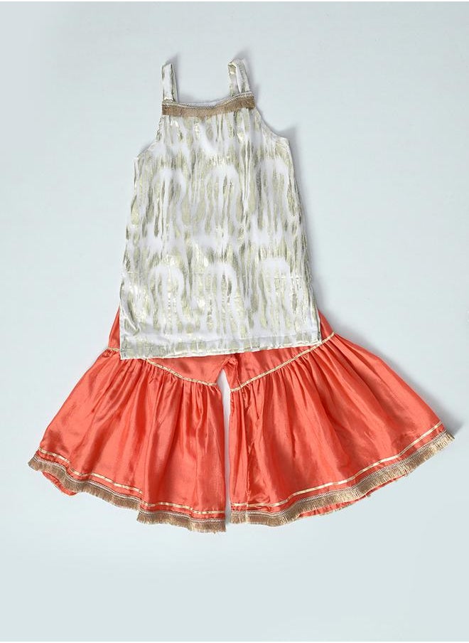 Strappy Shiny Top & Tiered Sharara Co-Ords Set by Styli