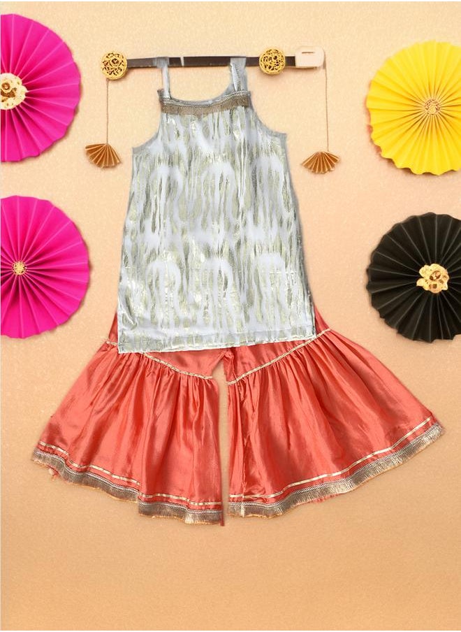 Strappy Shiny Top & Tiered Sharara Co-Ords Set by Styli