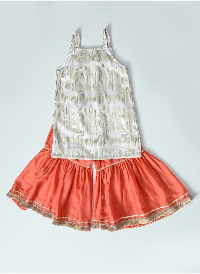 Strappy Shiny Top & Tiered Sharara Co-Ords Set by Styli