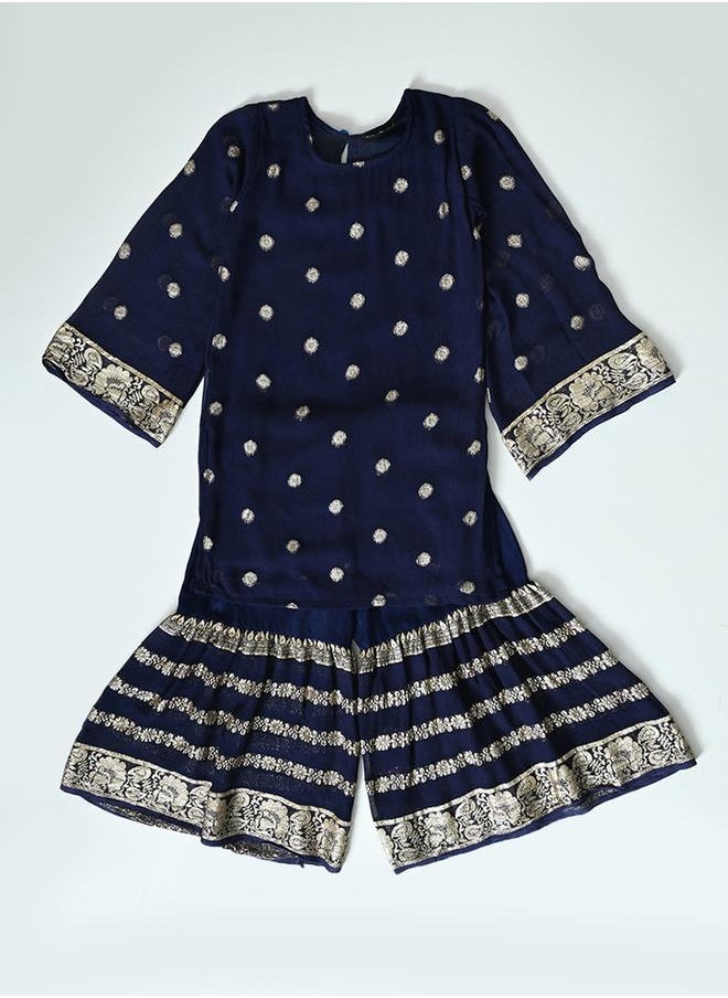 Printed Round Neck Kurta & Tiered Sharara Set by Styli