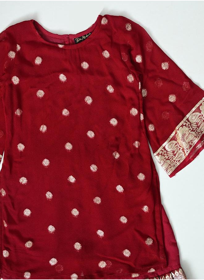 Printed Round Neck Kurta & Tiered Sharara Set by Styli