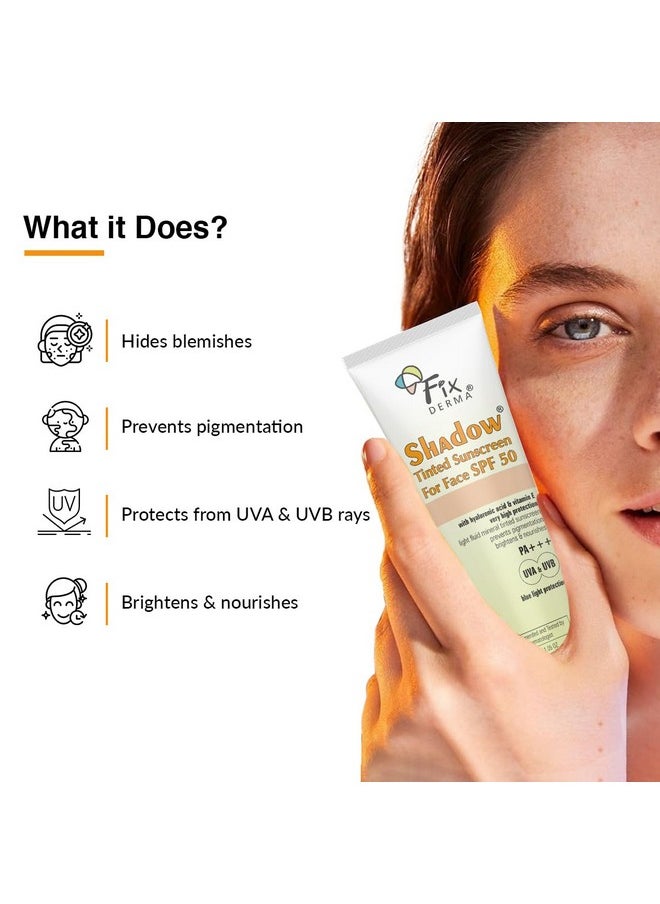 Shadow Tinted Sunscreen Spf 50 Pa+++ | Sunscreen With Vitamin E | Uva & Uvb Protection | For All Skin Types 30Gm
